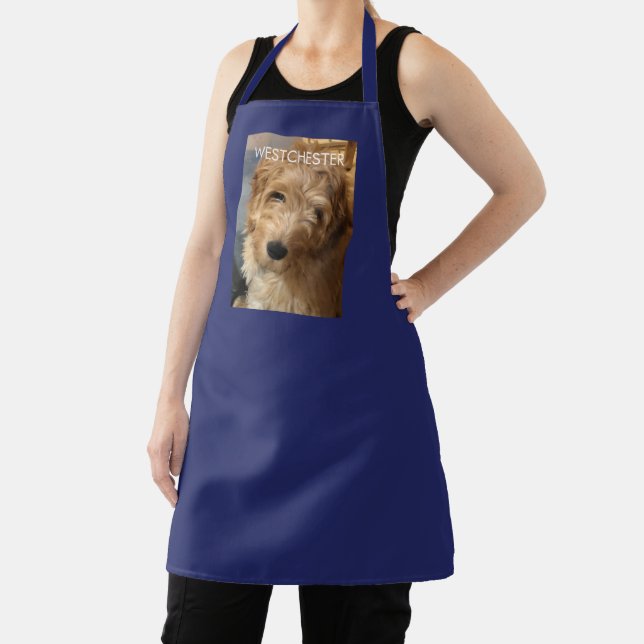 Custom photo image picture text blue personalized  apron (Insitu)