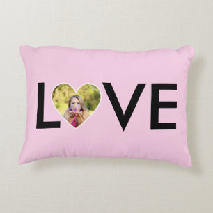 Custom Photo in Baby Pink Heart Frame Accent Pillow