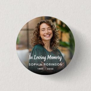 Custom Photo In Loving Memory Funeral 1 Inch Round Button