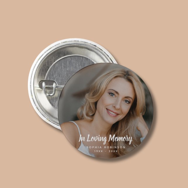 Custom Photo In Loving Memory Funeral 1 Inch Round Button (Creator Uploaded)