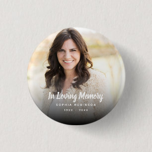 Custom Photo In Loving Memory Funeral 1 Inch Round Button