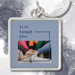 Custom Photo Inspirational Gifts for Women Blue Keychain