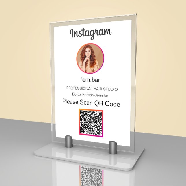 Custom Photo | Instagram QR Code Table Card (Creator Uploaded)