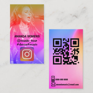 Custom photo instagram social media icons and QR Business Card