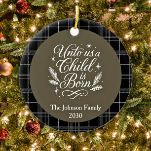 Custom Photo Isaiah 9 6 Christmas Ceramic Ornament