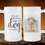Custom Photo Its Not Drinking Alone If Dog Is Home Frosted Glass Beer Mug<br><div class="desc">Its Not Drinking Alone If Dog Is Home ! Surprise your favourite dog lover and beer lover with this cute personalized photo mug. Personalize with your favourite dog photo! Perfect dog dad gift for fathers day. Great gift from the dog . COPYRIGHT © 2020 Judy Burrows, Black Dog Art -...</div>