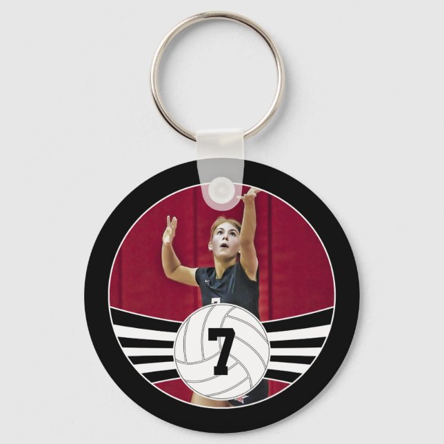 Custom Photo & Jersey Number Volleyball Key Chain (Front)