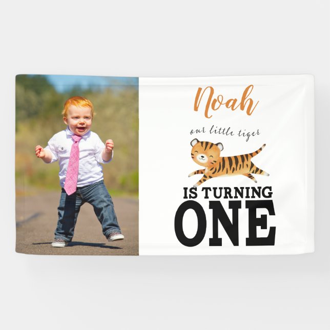 Custom Photo Jungle Safari Wild One First Birthday Banner (Horizontal)