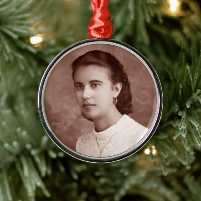 Custom Photo Keepsake Metal Ornament (Tree)