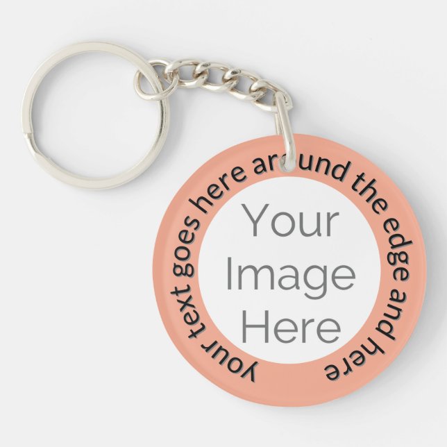 Custom Photo Keychain – Circle Layout on Peach (Front)