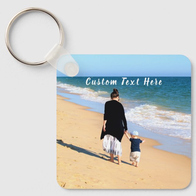 Custom Photo Keychain Personalized Text (Front)
