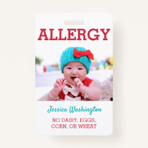Custom Photo Kids Allergy Alert ICOE Badge