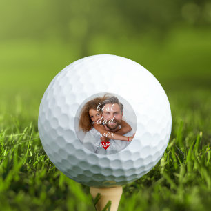 Custom Photo l Best Dad Ever & Cute Red Heart Golf Balls