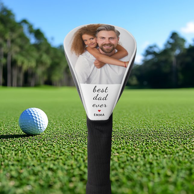 Custom Photo l Best Dad Ever Cute Red Heart Golf Head Cover (Creator Uploaded)