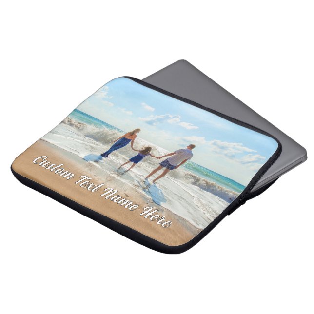 Custom Photo Laptop Sleeve Gift Personalized Text (Front Top)