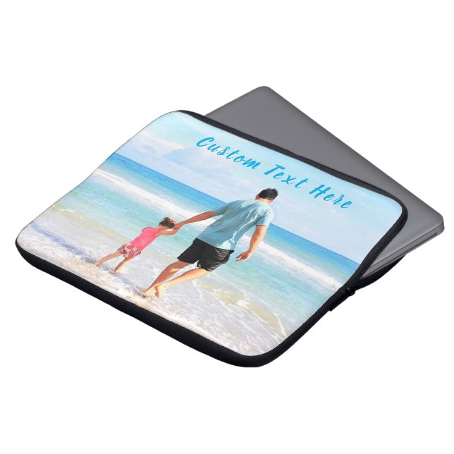 Custom Photo Laptop Sleeve Personalized Text (Front Top)