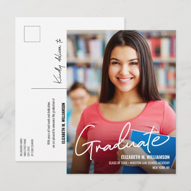 Custom Photo Law School Graduate Announcement (Front/Back)