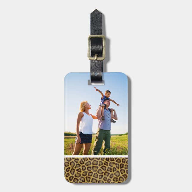Custom Photo Leopard Fur Luggage Tag (Front Vertical)