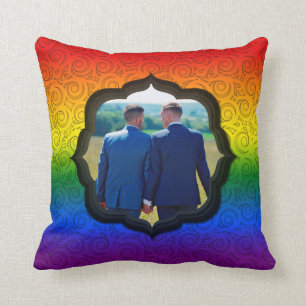 Custom Photo LGBTQ Gay Rainbow Pride Flag Throw Pillow
