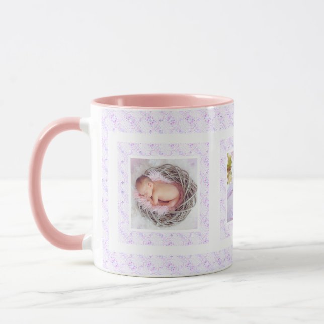 Custom Photo Lilac Pattern Mother’s Day Mom Mommy Mug (Left)