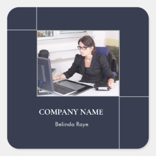 Custom photo lines blue square sticker