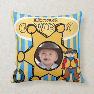 Custom Photo Little Cowboy Pillow