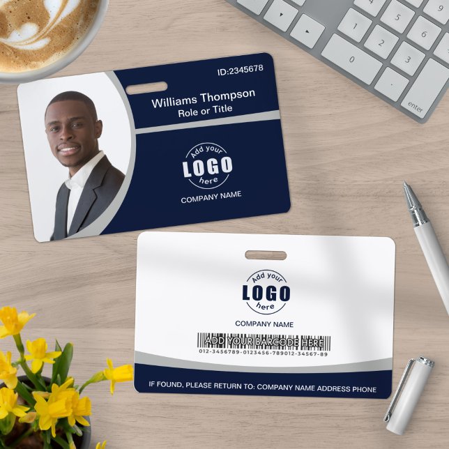 Custom Photo Logo Barcode Employee Corporate Grey Badge (Creator Uploaded)