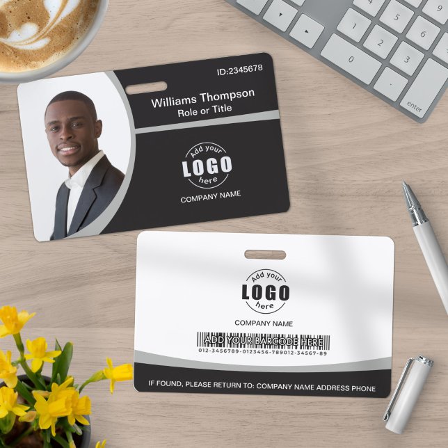 Custom Photo Logo Barcode Employee Corporate Grey Badge (Creator Uploaded)