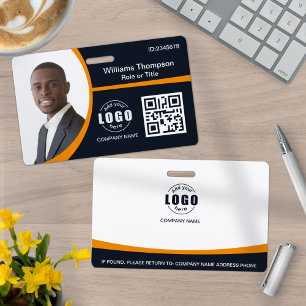 Custom Photo Logo QR Code Employee Corporate Green Badge
