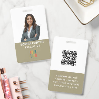Custom Photo Logo QR Code Employee Iguana Colour Badge
