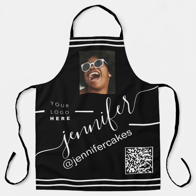 Custom Photo Logo QR Menu CODE Restaurant Apron (Front)