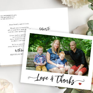 Custom photo love and thanks script thank you postcard