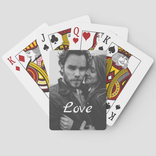 Custom Photo Love Girlfriend Boyfriend Script Playing Cards (Back)