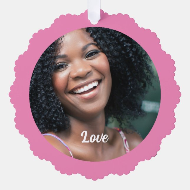 custom photo love pink cute simple paper ornament card (Front)