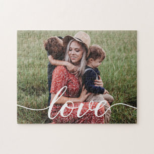 Custom Photo Love script Mom Jigsaw Puzzle