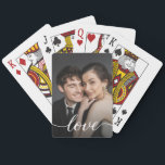 Custom Photo Love script Valentine's day Simple Playing Cards<br><div class="desc">Celebrate your love with these Custom Photo Love Script Playing Cards, the perfect gift for your partner. Featuring a simple yet elegant love script design paired with your cherished photo, this personalized card deck is a heartfelt way to show you care. Ideal for anniversaries, Valentine's Day, or just because, these...</div>