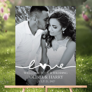 Custom Photo Love Script Wedding  Acrylic Sign