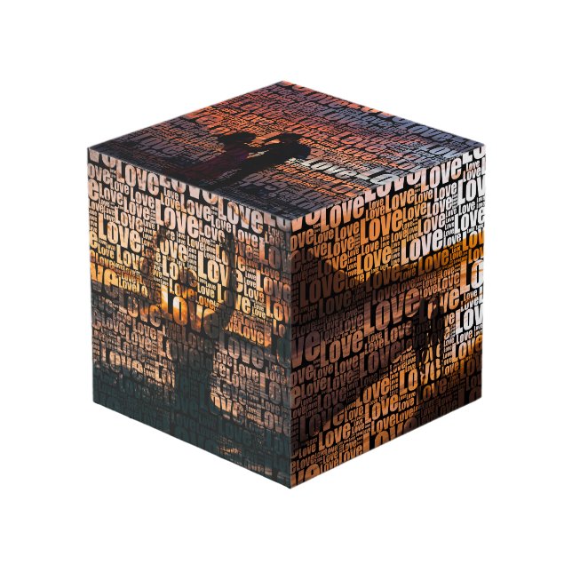 Custom Photo Love Typography  Cube (Front Angled)
