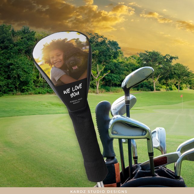 Custom Photo Love You Text Golf Head Cover (Golf Club Cover is sold only. Personalize with your photo and text.)