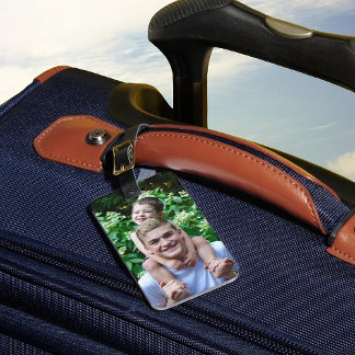 Custom photo luggage tag - editable text & colour