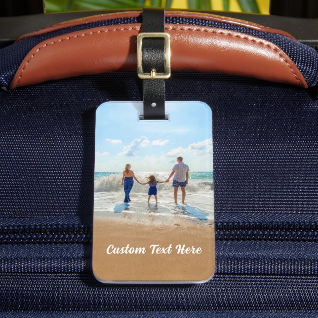 Custom Photo Luggage Tag Personalized Text (Front Insitu 2)