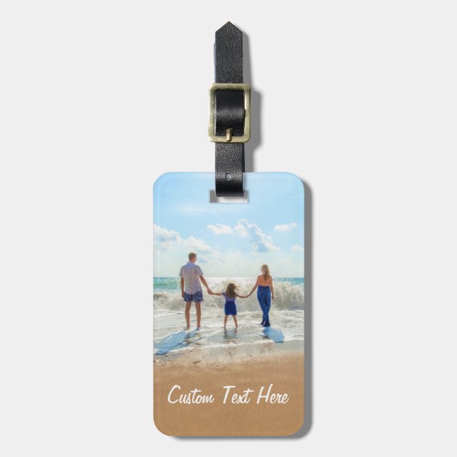 Custom Photo Luggage Tag with Your Text Name (Front Vertical)
