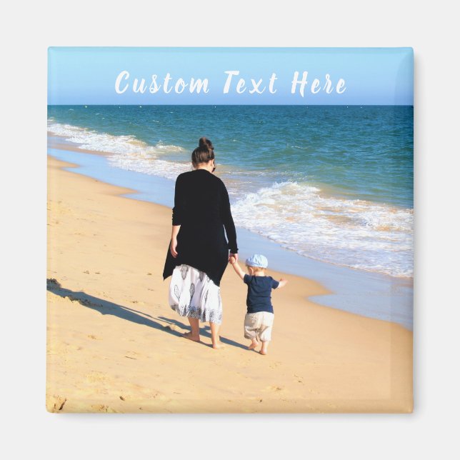 Custom Photo Magnet Your Photos Design with Text (Front)