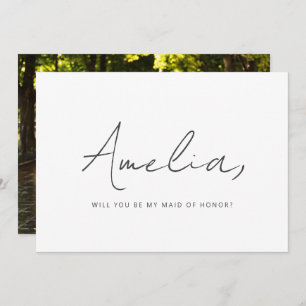 Custom Photo Maid of Honour Handwriting Proposal Card