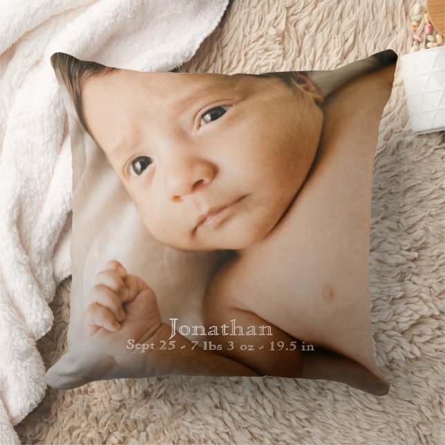 Custom Photo Make it Unique Baby Birth Stats  Throw Pillow (Blanket)