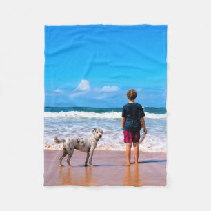 Custom Photo Make Your Own Design - I Love My Pet  Fleece Blanket