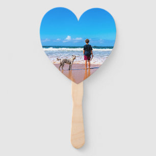 Custom Photo Make Your Own Design - I Love My Pet Hand Fan