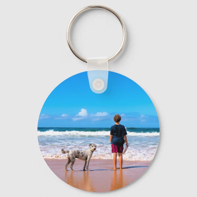 Custom Photo Make Your Own Design - I Love My Pet  Keychain (Front)