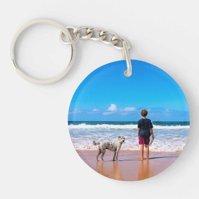 Custom Photo Make Your Own Design - I Love My Pet  Keychain (Front)