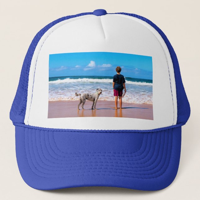 Custom Photo Make Your Own Design - I Love My Pet  Trucker Hat (Front)